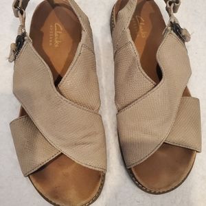 Clarks Artisan Leather Cross Band Sandals